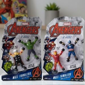Lot of 2 Marvel Avengers 2 Pack Wall Tumblers Hulk Thor Ironman Captain America